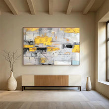 Load image into Gallery viewer, Gray and Yellow Abstract Painting for Contemporary Living Room & Creative Studio DKH285