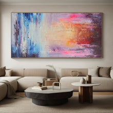 Load image into Gallery viewer, Hand - painted Extensive Dreamy Coastal Sunset Abstract Acrylic Art for Relaxing Family Rooms LargeART0058