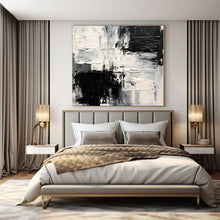 Load image into Gallery viewer, Black & White Textured Abstract Canvas Painting, Ideal for Contemporary Gallery & Monochrome Home Office LargeART1248