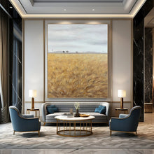 Load image into Gallery viewer, “Golden Field Minimalist Landscape” - Subtle Toned Rural Art on Canvas DKH1434