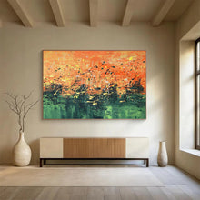 Load image into Gallery viewer, Orange - Green Splatter Abstract Art for Bohemian Café & Artistic Studio DKH155