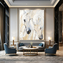 Load image into Gallery viewer, “Elegant White Horses” - Impressionistic Equine Art on Canvas DKH1641