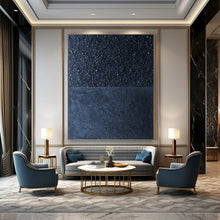 Load image into Gallery viewer, “Two - Tone Black and Blue Textured Art” - Black, Blue Abstract Art on Canvas DKH1247