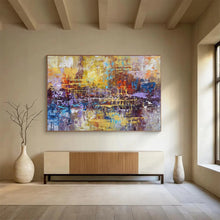 Load image into Gallery viewer, Golden & Purple Abstract Fusion - Regal Living Room Art LargeART1516