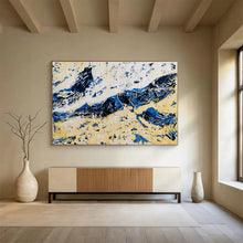 Load image into Gallery viewer, Hand - painted Large - Scale Abstract Blue Mountain Ranges Acrylic Art for Contemporary Art Galleries LargeART1751