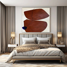 Load image into Gallery viewer, Brown Shapes with Black Line & Blue Accent Abstract Canvas Painting, Perfect for Bohemian Bedroom & Eclectic Café LargeART1115