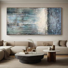 Load image into Gallery viewer, Oversized Dripping Gray - Blue Abstract Art for Bedroom & Wellness Center LargeART0467
