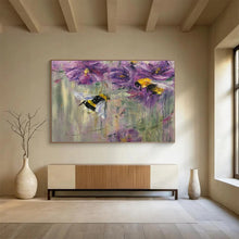 Load image into Gallery viewer, Floral and Bee Abstract Painting on Canvas - “Nature's Harmony” DKH718