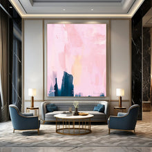 Load image into Gallery viewer, “Pink Haze” - Soft pinks, dark blue, layered brushstrokes, ethereal vibe DTP180