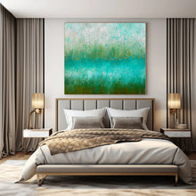 Load image into Gallery viewer, Turquoise and Green Textured Field Abstract Canvas Painting, Perfect for Bohemian Bedroom & Nature - Inspired Café LargeART1235