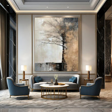 Load image into Gallery viewer, Grey - Toned Abstract Tree Painting, Ideal for Minimalist Bedroom & Nature - Inspired Library LargeART1929