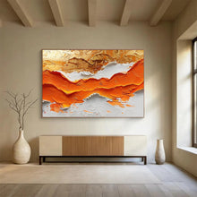 Load image into Gallery viewer, Textured Orange - Gold Abstract Mountain Painting DKH464
