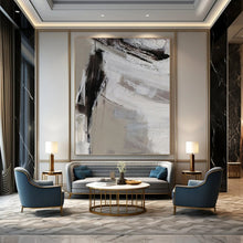 Load image into Gallery viewer, “Minimalist Textured Abstract” - Grey, White, Black Abstract Art on Canvas DKH1304
