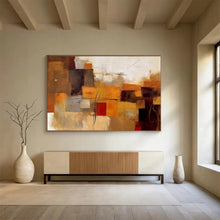 Load image into Gallery viewer, Warm Toned Abstract Blocks - Cozy Living Room Art LargeART1505
