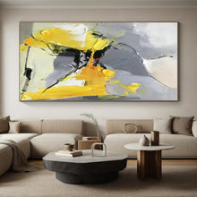 Load image into Gallery viewer, Gray, Yellow, and White Abstract Shapes Acrylic Art - Ideal for Mid - century Modern Living Room & Creative Coworking Space LargeART0618