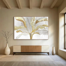Load image into Gallery viewer, Gold & Silver Tropical Leaves - Chic Living Room Art LargeART1560