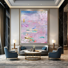 Load image into Gallery viewer, Purple Collage Abstract Painting, Suited for Eclectic Living Room & Creative Writing Nook LargeART1855