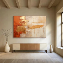 Load image into Gallery viewer, Orange, Gold, and White Abstract Fusion Abstract acrylic painting DLZ094
