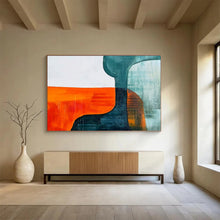Load image into Gallery viewer, Orange - Blue Geometric Abstract Painting for Mid - Century Modern Living Room & Creative Studio DKH265