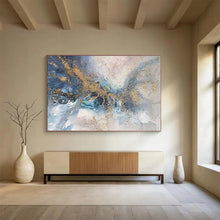 Load image into Gallery viewer, Abstract Gold “Blue - Gold Swirl” Painting on Canvas, Luxurious Modern Art DKH880