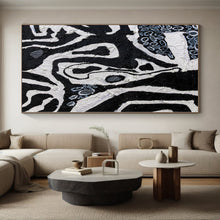 Load image into Gallery viewer, Hand - painted Oversized Black and White Abstract Patterns Acrylic Art for Edgy Home Offices LargeART0052
