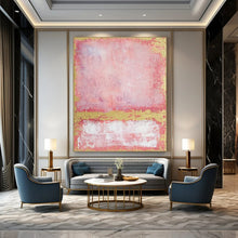 Load image into Gallery viewer, Pink & Gold Abstract Art, Great for Feminine Boutique & Romantic Bedroom LargeART2325