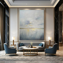 Load image into Gallery viewer, Grey & Gold Abstract Landscape Painting, Ideal for Minimalist Living Room & Serene Office LargeART1903