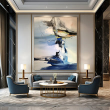 Load image into Gallery viewer, “Blue and Grey Abstract Gestures” - Blue, Grey, White Abstract Art on Canvas DKH1287