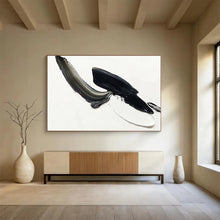 Load image into Gallery viewer, Black - White Swirl “Dynamic Abstract” Painting on Canvas, Energetic Modern Art DKH910