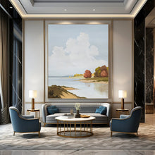 Load image into Gallery viewer, “Tranquil Riverbank Landscape” - Soft - Toned Nature Scene on Canvas DKH1436