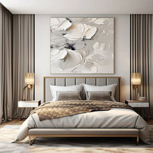 Load image into Gallery viewer, White Floral Textured Abstract Canvas Painting, Perfect for Elegant Bedroom & Feminine Boutique LargeART1289