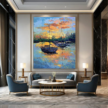 Load image into Gallery viewer, Colorful Sunset Sailboats Abstract Painting, Perfect for Tropical - Themed Living Room & Beach House Dining Area LargeART1882