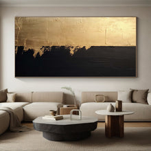 Load image into Gallery viewer, Large - Scale Hand - painted Gold and Black Abstract Divide Acrylic Art for Sophisticated - Themed Foyers LargeART0233