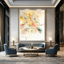 Load image into Gallery viewer, “Sunny Floral Burst” - Vibrant Yellow and Colorful Flower Art, Abstract Painting on Canvas DKH1087