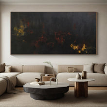 Load image into Gallery viewer, Large - Scale Dark Abstract with Red and Yellow Acrylic for Moody Home Theater & Sophisticated Art Lounge LargeART0354