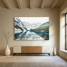 Load image into Gallery viewer, “Snow - Capped Mountains and Lake Reflection” - Winter Landscape Abstract Acrylic, Ideal for Lodge and Study DLZ221