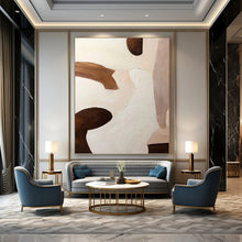 Load image into Gallery viewer, “Earthy Tones Abstract Shapes” - Brown, White Abstract Art on Canvas DKH1180
