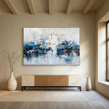 Load image into Gallery viewer, Cool - Toned Abstract Harbor Scene for Coastal Home Office & Nautical - Themed Lounge DKH162