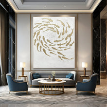 Load image into Gallery viewer, “Gold Fish on White” - Symbolic Abstract Art on Canvas DKH1544