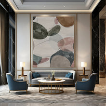 Load image into Gallery viewer, “Colorful Pebble Patterns” - Grey, Pink, Blue Abstract Art on Canvas DKH1157