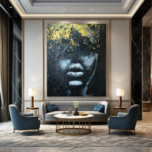 Load image into Gallery viewer, Abstract Painting Black Gold Face Art for Living Room & Bedroom Decor LargeART2153