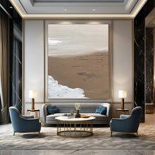 Load image into Gallery viewer, “Sandy Shore” – Smooth beige and white, with textured white “waves” and brown “sand” DTP375