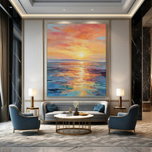 Load image into Gallery viewer, Vibrant Sunset Seascape Abstract Painting, Perfect for Coastal Bedroom & Tropical - Themed Lounge LargeART1904