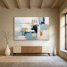 Load image into Gallery viewer, Soft Blue and Beige Geometric Abstraction Abstract acrylic painting DLZ092