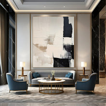 Load image into Gallery viewer, “Monochrome Blocks” – Beige, Black & White Textured Abstract Acrylic DTP056