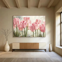 Load image into Gallery viewer, Pink Tulips “Delicate Blooms” Painting on Canvas, Gentle Floral Art DKH898