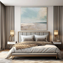 Load image into Gallery viewer, Light Blue Coastal Abstract Canvas Painting, Ideal for Beach House Living Room & Serene Home Office LargeART1158