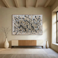 Load image into Gallery viewer, Black & White Splatter - Edgy Living Room Art LargeART1588