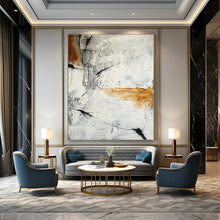 Load image into Gallery viewer, “Abstract Textured Grey & Orange” - Modern Impasto Art on Canvas DKH1438