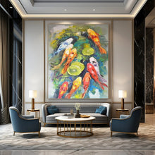 Load image into Gallery viewer, Colorful Koi Fish Pond Abstract Art - Great for Bathroom & Garden Room LargeART2351